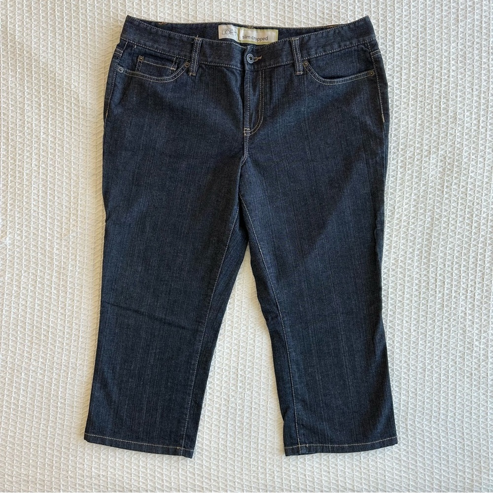 Ann Taylor LOFT slim cropped dark wash jeans